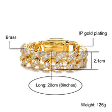 Load image into Gallery viewer, D&amp;Z New 21mm Iced Out Baguette Prong Cuban Link Bracelet Box Buckle
