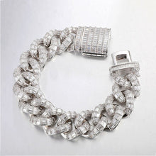 Load image into Gallery viewer, D&amp;Z New 21mm Iced Out Baguette Prong Cuban Link Bracelet Box Buckle
