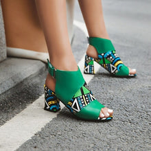Load image into Gallery viewer, Women Stylish Print Sandals Boots Peep Toe Hook&amp;loop - Sophornlilly