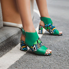 Load image into Gallery viewer, Women Stylish Print Sandals Boots Peep Toe Hook&amp;loop - Sophornlilly