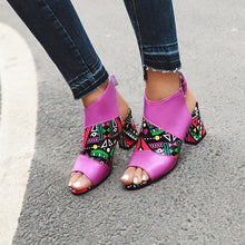 Load image into Gallery viewer, Women Stylish Print Sandals Boots Peep Toe Hook&amp;loop - Sophornlilly