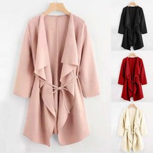 Load image into Gallery viewer, Women Casual Collar Pocket Front Wrap Coat Jacket Outwear