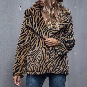 Women Leopard Print Fashion Coat Jacket Women's Thick Coat