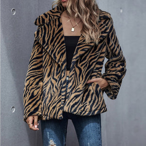 Women Leopard Print Fashion Coat Jacket Women's Thick Coat