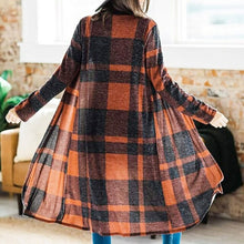 Load image into Gallery viewer, Women&#39;s Blouse Plaid Printing Jacket Long Sleeve Irregular