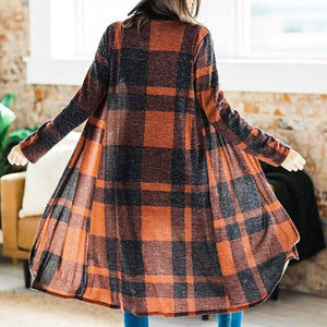 Women's Blouse Plaid Printing Jacket Long Sleeve Irregular