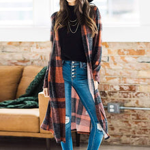 Load image into Gallery viewer, Women&#39;s Blouse Plaid Printing Jacket Long Sleeve Irregular