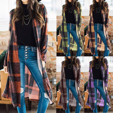 Load image into Gallery viewer, Women&#39;s Blouse Plaid Printing Jacket Long Sleeve Irregular