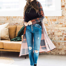 Load image into Gallery viewer, Women&#39;s Blouse Plaid Printing Jacket Long Sleeve Irregular