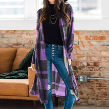 Load image into Gallery viewer, Women&#39;s Blouse Plaid Printing Jacket Long Sleeve Irregular