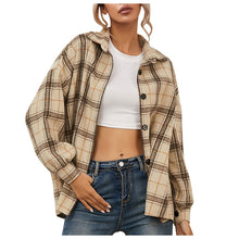 Load image into Gallery viewer, Women's Casual Fashion Woolen Plaid Shirt Pocket Long Sleeve
