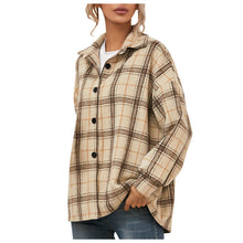 Load image into Gallery viewer, Women's Casual Fashion Woolen Plaid Shirt Pocket Long Sleeve