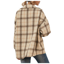Load image into Gallery viewer, Women's Casual Fashion Woolen Plaid Shirt Pocket Long Sleeve