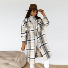 Load image into Gallery viewer, Women‘s Jacket Long Sleeve Plaid Print Woman Parkas Button