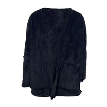 Load image into Gallery viewer, Women&#39;s Loose Cropped Cardigan Plush Jacket Black