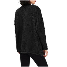 Load image into Gallery viewer, Women&#39;s Loose Cropped Cardigan Plush Jacket Black