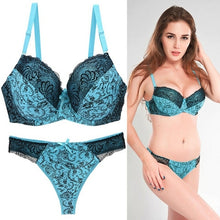 Load image into Gallery viewer, bar set push up lingerie women big size health lace underwire