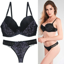 Load image into Gallery viewer, bar set push up lingerie women big size health lace underwire