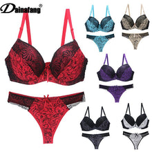 Load image into Gallery viewer, bar set push up lingerie women big size health lace underwire