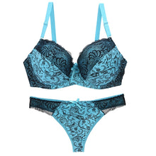 Load image into Gallery viewer, bar set push up lingerie women big size health lace underwire