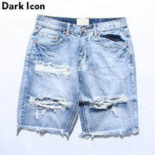 Load image into Gallery viewer, DARK ICON Denim Destroyed Shorts Men Summer Ripped Hip Hop Shorts