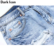 Load image into Gallery viewer, DARK ICON Denim Destroyed Shorts Men Summer Ripped Hip Hop Shorts