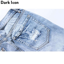 Load image into Gallery viewer, DARK ICON Denim Destroyed Shorts Men Summer Ripped Hip Hop Shorts