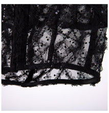 Load image into Gallery viewer, Sequin Chain Button Lace Sling Black Perspective Vest Slant