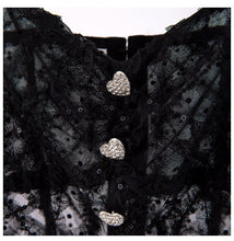 Load image into Gallery viewer, Sequin Chain Button Lace Sling Black Perspective Vest Slant
