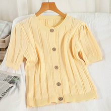 Load image into Gallery viewer, Women Knitted Short Sleeve Sweater Cardigan New Solid Color Round - Sophornlilly