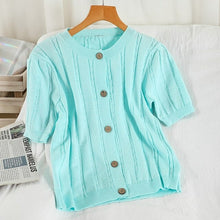 Load image into Gallery viewer, Women Knitted Short Sleeve Sweater Cardigan New Solid Color Round - Sophornlilly