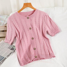 Load image into Gallery viewer, Women Knitted Short Sleeve Sweater Cardigan New Solid Color Round - Sophornlilly