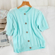Load image into Gallery viewer, Women Knitted Short Sleeve Sweater Cardigan New Solid Color Round - Sophornlilly