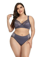 Load image into Gallery viewer, Lace Bra Brief Set Plus Size Unlined Push Up Large Size Bra+Brief