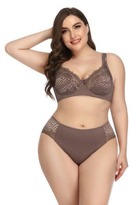 Lace Bra Brief Set Plus Size Unlined Push Up Large Size Bra+Brief