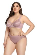 Load image into Gallery viewer, Lace Bra Brief Set Plus Size Unlined Push Up Large Size Bra+Brief