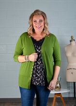 Load image into Gallery viewer, Grass Green 3/4 Snap Cardigan