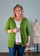 Load image into Gallery viewer, Grass Green 3/4 Snap Cardigan