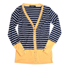 Load image into Gallery viewer, Navy Striped Snap Cardigan