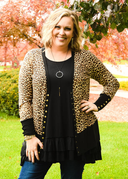 Leopard Snap Cardigan