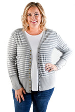 Load image into Gallery viewer, RTS! Gray Striped Snap Cardigan