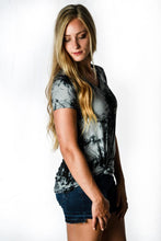 Load image into Gallery viewer, Black Tie Dye V-Neck Tee