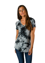 Load image into Gallery viewer, Black Tie Dye V-Neck Tee