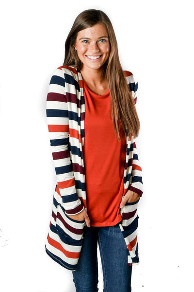 French Terry Multi Color Stripe Favorite Cardigan