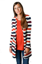 Load image into Gallery viewer, French Terry Multi Color Stripe Favorite Cardigan