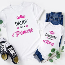 Load image into Gallery viewer, Dad Daughter Matching Letter T Shirts Baby Girl Clothes Family Look
