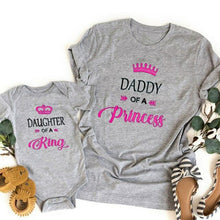Load image into Gallery viewer, Dad Daughter Matching Letter T Shirts Baby Girl Clothes Family Look