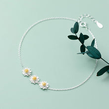 Load image into Gallery viewer, Daisy Anklets Sterling Silver Three Cute Daisy Flowers