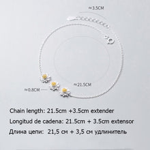 Load image into Gallery viewer, Daisy Anklets Sterling Silver Three Cute Daisy Flowers