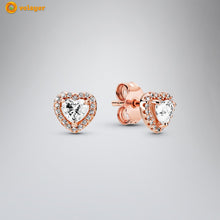 Load image into Gallery viewer, Sterling Silver Earrings Sparkling Elevated Heart Stud